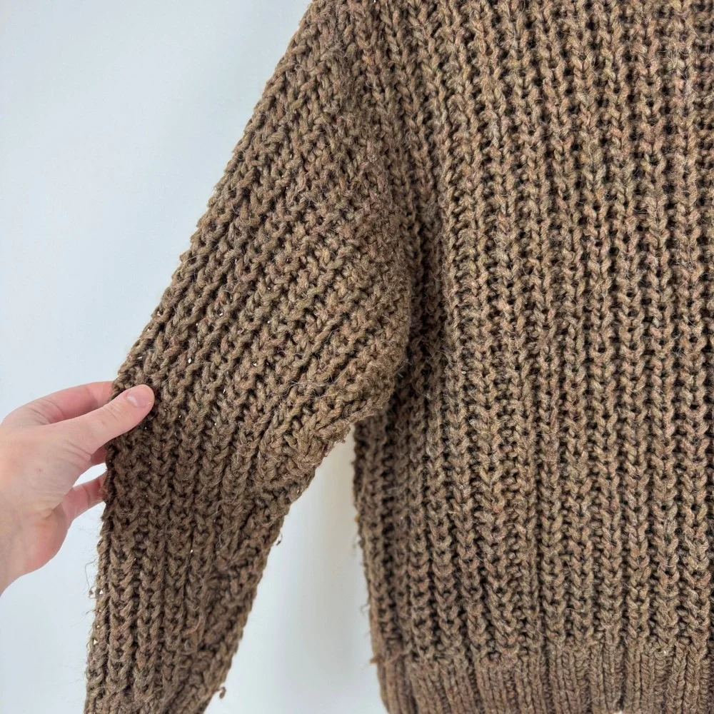 Universal Thread Chunky Brown Cable Knit Mock Neck‎ Sweater Size M Fisherman